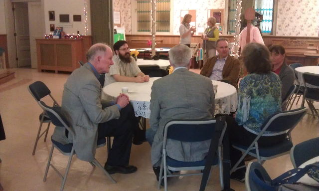 chatting over coffee