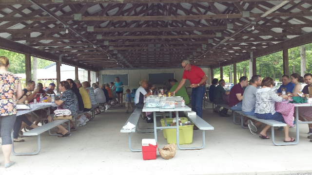 eating in the pavilion