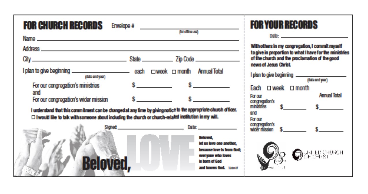 two sided pledge card w quest ONE.pub